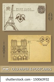  papel viejo. postales. París