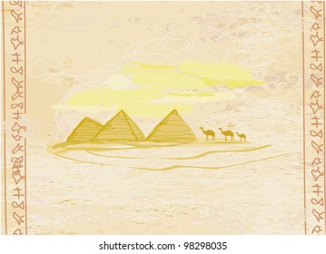 old paper with pyramids giza