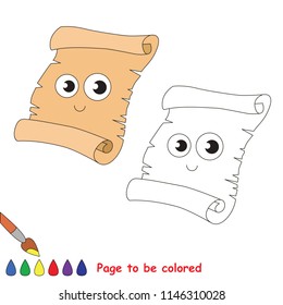 Old Paper Roll smiley to be colored, the coloring book for preschool kids with easy educational gaming level.