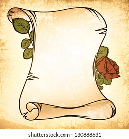 Old Paper with Rose Vintage Grunge Background