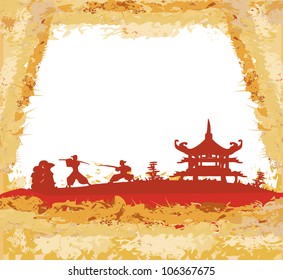 old paper with Samurai silhouette