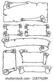 old paper scroll banners, vector set