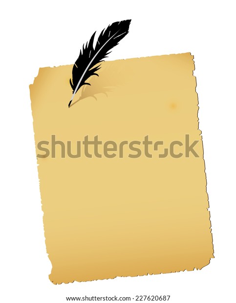 Old Paper Scroll Feather On White Stock Vector (Royalty Free) 227620687