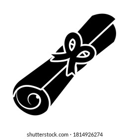 alte Papierrolle, Symbol auf weißem Hintergrund, Silhouette-Stil, Vektorgrafik