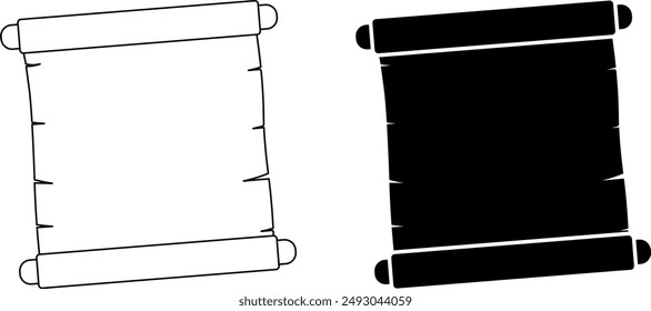 old Paper scroll icon set with copy space for text or design