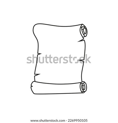 Old paper scroll icon. Vector. Line style.