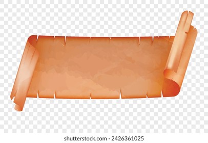 Old paper scroll isolated on transparent background