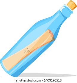 Old paper scroll message in the bottle