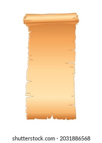 Old paper scroll. Piece of papyrus illustration. Banner in old style design. Medieval letter. Retro document script with copyspace