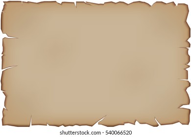 Old Paper Scroll With Tattered Edges. Vector Illustration Isolated On White Background.