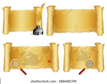 Old paper scroll vector design illustration isolated on white background