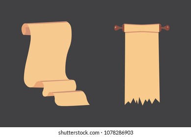 Old Paper scroll vector set. Retro document script with copyspace. Vintage blank and letter illustrations.