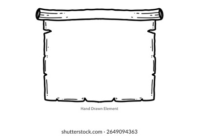 Old paper scroll woodcut. leaflet vector, black outline design