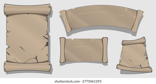 Old Paper Scrolls Vector Set Vintage Parchment Banners Template