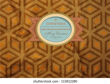 Papel antiguo con un patrón impecable | Textura gruesa | Etiqueta de Navidad retro
