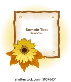 Old paper and sunflower. Autumn background