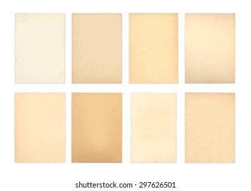 Old paper template set isolated on white background. Realistic paper texture