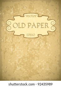 Old paper texture with monogram vintage frame.  Vector texture.