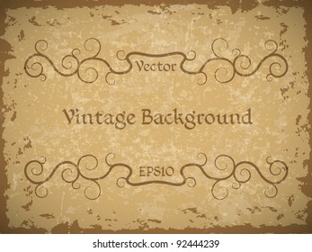 Old paper texture with monogram vintage frame.  Vector texture.