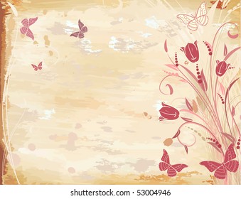 old paper with tulips