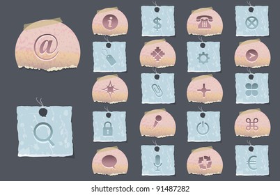 Old Paper Vector Icon Set 01