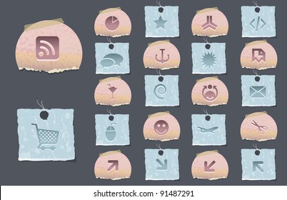 Old Paper Vector Icon Set 02
