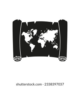 Icono del mapa del mundo del papel antiguo. Vector. Diseño plano.