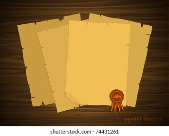Old papers on a wooden table
