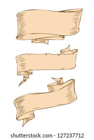 old papers ribbons banners for text