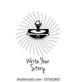 Old paperweight on a white background. Hand drawn vector illustration in vintage engraved style