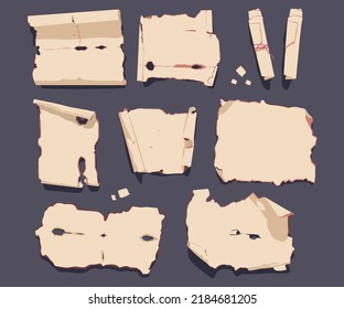Viejos dibujos animados de virus de papiro y vectores de papel vintage aislados en el fondo.