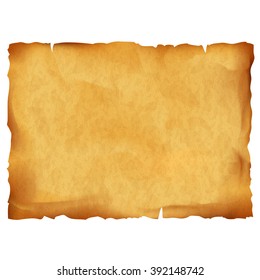 Old Parchment Isolated On White Background. Stock Vector Illustration.