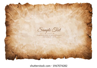 old parchment paper sheet vintage aged or texture isolated on white background.