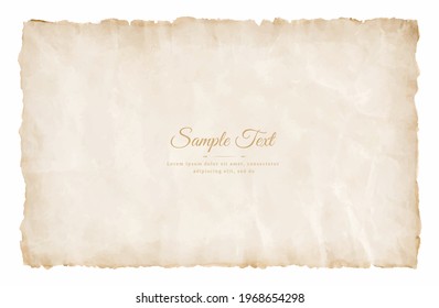 old parchment paper sheet vintage aged or texture isolated on white background.