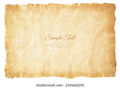 old parchment paper sheet vintage aged or texture isolated on white background.