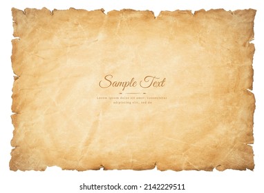 old parchment paper sheet vintage aged or texture isolated on white background.