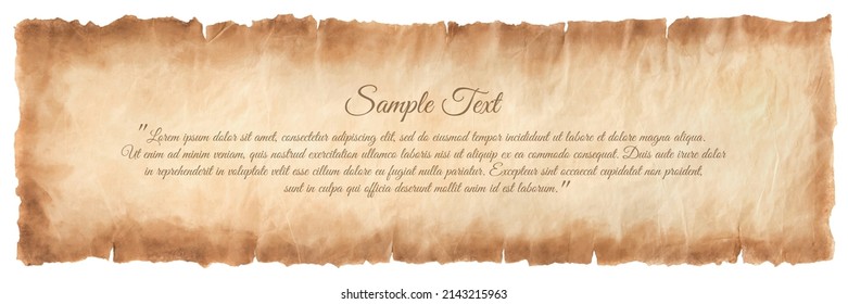 old parchment paper sheet vintage aged or texture isolated on white background.