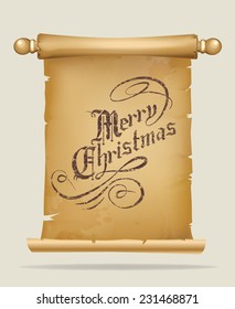 Old Parchment Scroll With Christmas Greeting Text