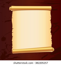 old parchment scroll on dark background