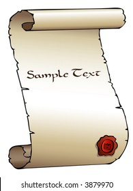 Old parchment scroll with a seal