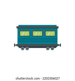 Icono antiguo del vagón de pasajeros. Ilustración plana del icono vectorial del vagón de pasajeros antiguo aislado en fondo blanco
