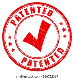 Old patented rubber stamp vector illustration on white background. Patented business imprint stamp.