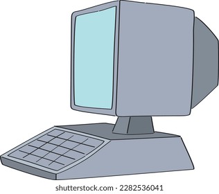 Old PC (Computer), Vector cartoon style.