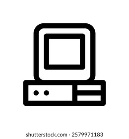 Old PC. Editable stroke vector icon.