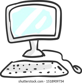 Pc antiguo, ilustración, vector sobre fondo blanco.