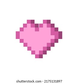 Old pc style Pixel art heart icon Isolated vector illustration on white background