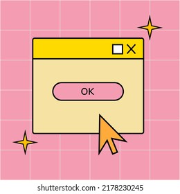 Old pc window 90s. Vaporwave old pc window.Retro computer aesthetic. Vector old pc illustration