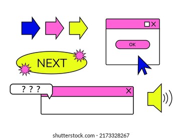 Old pc windows 90s style set. Old computer aesthetic. Web electronic icons . 1990 vibe vector illustrations. Retro game 90s style