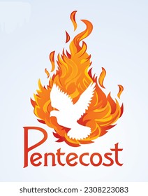 Domingo de Pentecostés. Bautismo con el Espíritu Santo. Icono de dibujo del vector