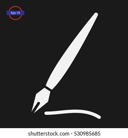 Old Pen Icon. Simple Symbol. Flat Design Style. Vector Illustration